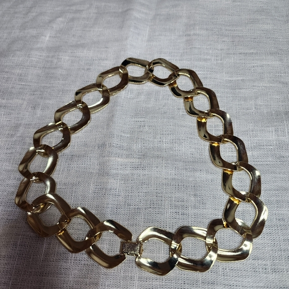 Vintage Link Chain Necklace Chunky 80s Gold Tone Choker - Picture 7 of 8